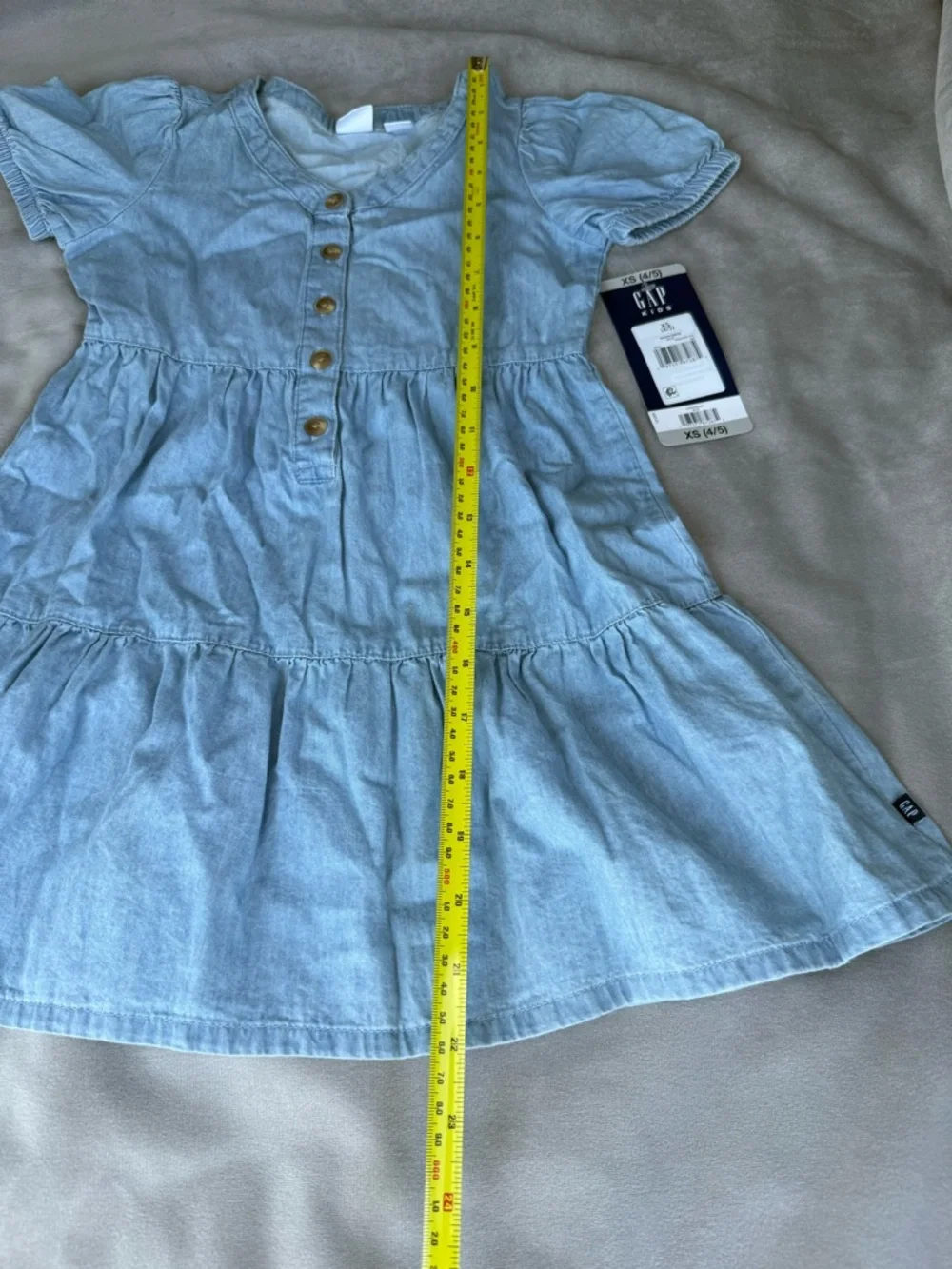 Gap Kids Girls NWT Chambray Tiered Woven Dress XS 4 5 Blue Cottagecore Easter⁠